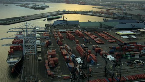 Aerial Container Port Oakland San Francisco Dock ship USA