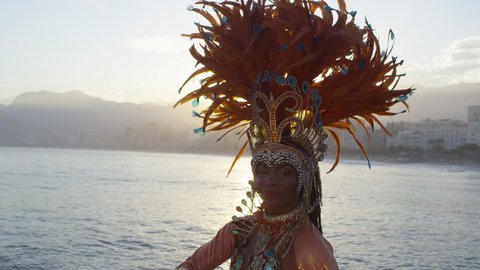 Portrait of woman dressed for Carnival Adlı Stok Video