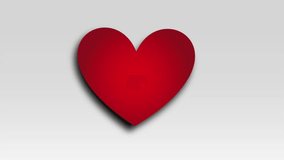 red heart on white background, video animation HD 1080