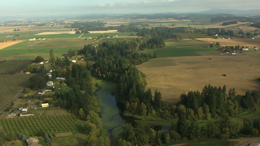 Aerial Oregon USA agricultural field farm vegetation