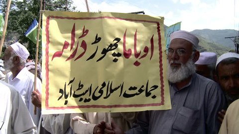ABBOTTABAD, PAKISTAN - MAY 6: Islamist parties hold an Anti US Rally protesting against the killing of Osama Bin Laden earlier in the week on May 2, 2011. Anti US Rally Recorded on May 6, 2011.