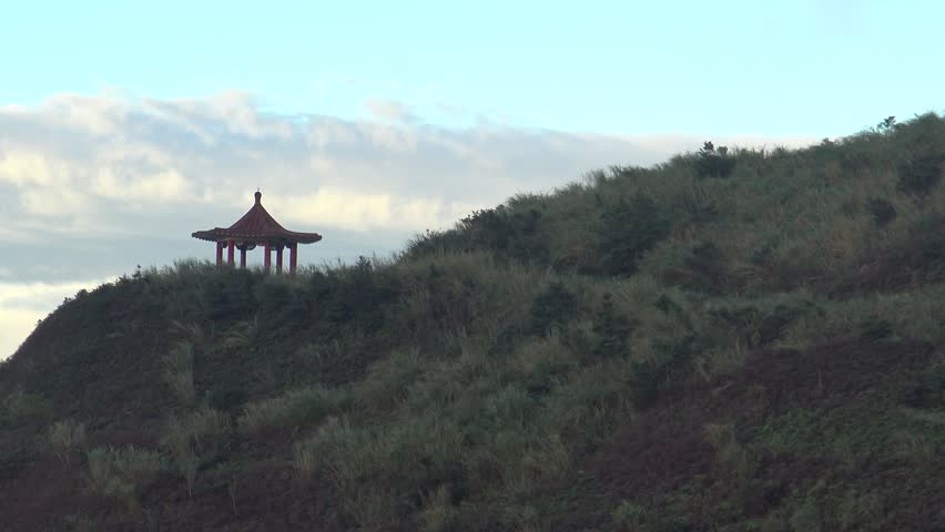 4K Chinese pavilion view from the TeaPot Mountain Jinguashi town in New Taipei City, Near to Jishan Ruifang District, Attractions in Xinbei, Taiwan-Dan