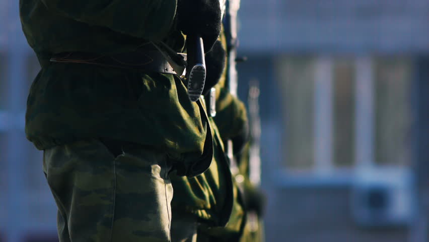 Cadets marching at winter