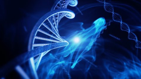 Blue DNA Strand with extreme close up and slow motion - 3D Animation Ultra High Definition