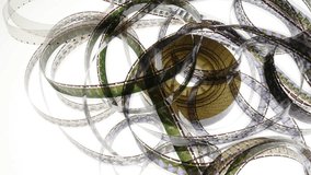 Filmstrip isolated on white background in rotation
