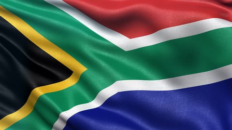 Realistic Ultra-HD flag of South Africa waving in the wind. Seamless loop with highly detailed fabric texture. Loop ready in 4K resolution. 