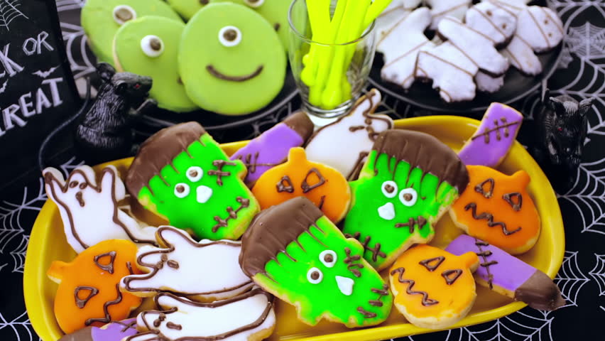 Variety of sweets prepared as Halloween treats.