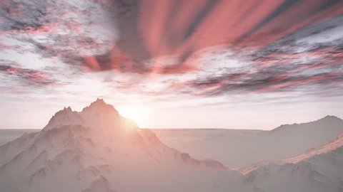 (1258P) Majestic Remote Wilderness Snow Mountains Sunrise Landscape Stock Video
