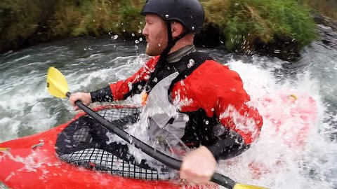 Whitewater kayaking with 360 degree spinning camera