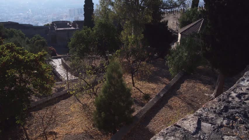 Alcazaba castle on Gibralfaro mountain. Malaga in Andalusia, Spain.