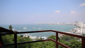 Video panning of Top view at Pattaya bay , Thailand