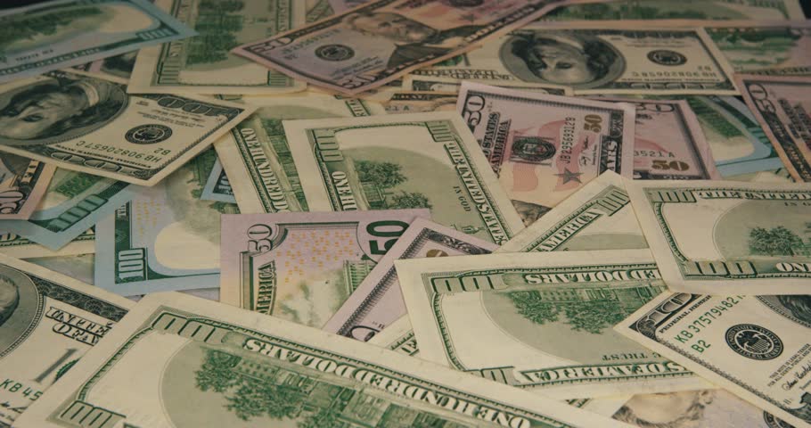 Close Up A 100 50 And Dollars Bills Clous Up And Macro Shots 4k