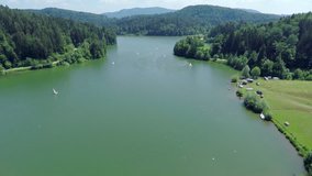 EVENT LUKOVICA JUNE 2015: In this video, we can see a breath-taking view of the lake. The day is wonderful and sunny. Wide-angle shot.