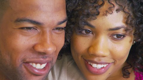 Close-up of African American couple kissing: film stockowy