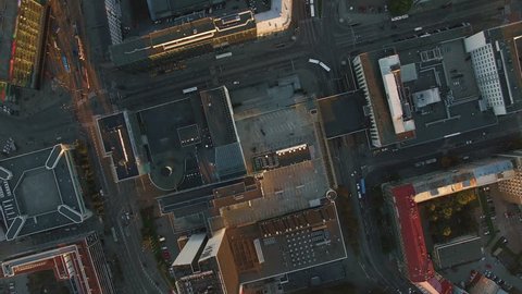 Drone Overhead Shot of City with Traffic. Shot on RED Cinema Camera in 4K (UHD)