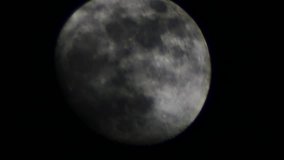 4K, full bright moon as it passes through the frame,