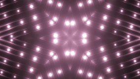 Fractal pink kaleidoscopic background.Background motion with fractal design. Disco spectrum lights concert spot bulb. Seamless loop.