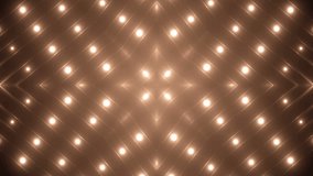 Fractal orange kaleidoscopic background.Background motion with fractal design. Disco spectrum lights concert spot bulb. Seamless loop.