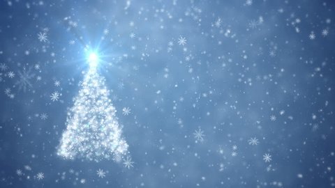 Growing Christmas Tree Falling Snowflakes 4k Stock Footage Video (100%