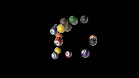 Lotto balls flying, 16 balls with Alpha PNG