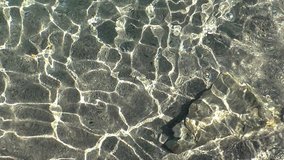 Abstract water movement. Inconstancy concept. Water surface with ripples on sea bottom. Light - Natural Phenomenon. Super Slow Motion shot, Establishing Shot, Long Shot Montenegro, Adriatic sea. 
