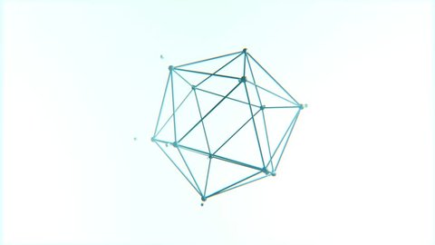 Icosahedron figure 3d render floating with particles loop – Stockvideo
