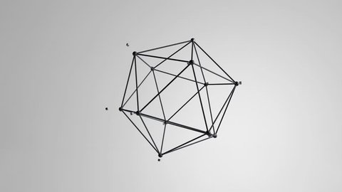Icosahedron figure 3d render floating with particles loop : vidéo de stock