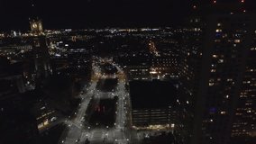 Aerial night video of Boston Massachusetts