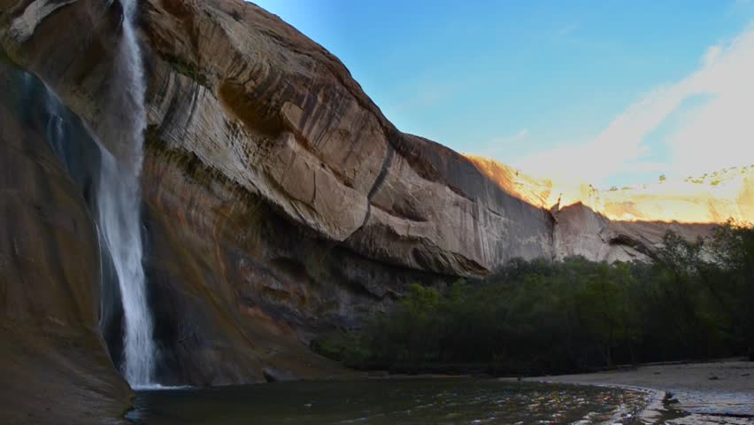 Lower Calf Creek Falls lit by beautiful sunset light Utah Landscape 