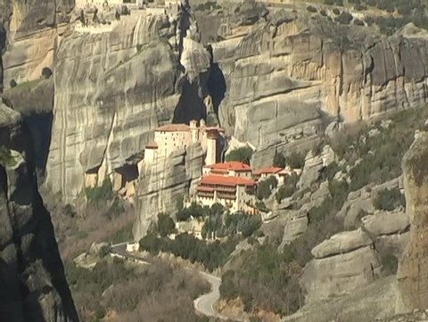 Monastery embedded in the mountains of Meteora, Greece
