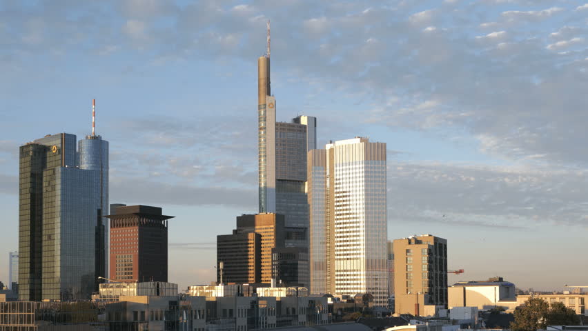 FRANKFURT, GERMANY - OCTOBER 09: (Timelapse view) Skyline from day to night,
