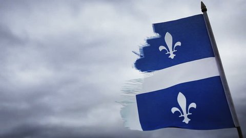 Strong Metaphor using a Broken Quebec Flag and a Sad Sky.