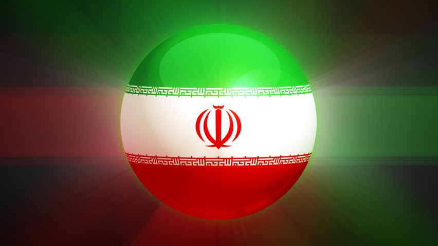 Iranian flag spinning globe with shining lights - HD loop 