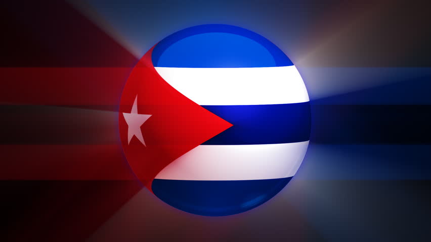 Cuban flag spinning globe with shining lights - HD loop 