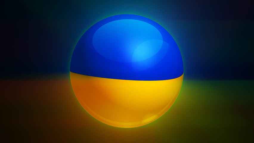 Ukrainian flag spinning globe with shining lights - HD loop 