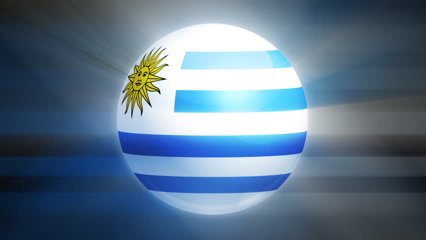 Uruguayan flag spinning globe with shining lights - HD loop 
