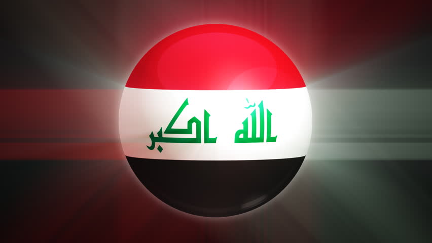 Iraq flag spinning globe with shining lights - HD loop 