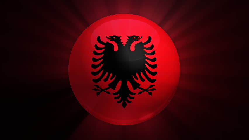 Albanian flag spinning globe with shining lights - HD loop 