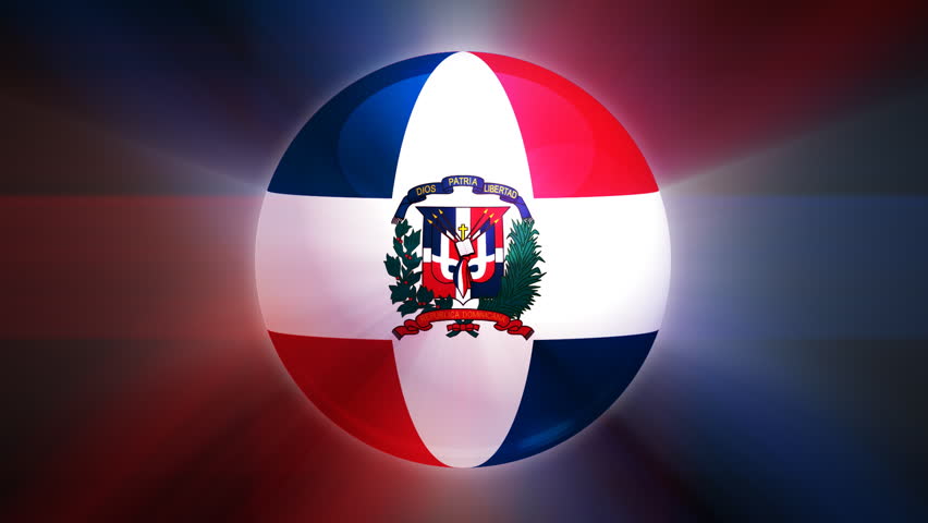 Dominican Republic  flag spinning globe with shining lights - HD loop 