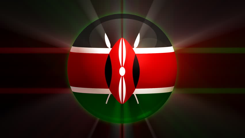 Kenya flag spinning globe with shining lights - HD loop 