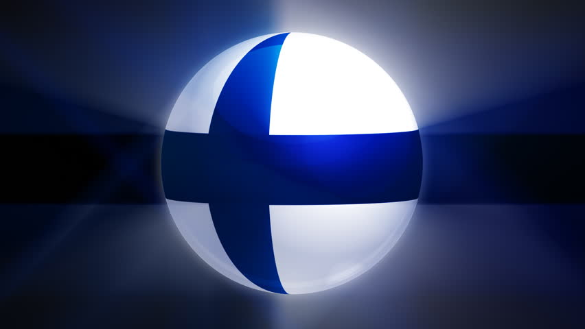 Finland flag spinning globe with shining lights - HD loop 