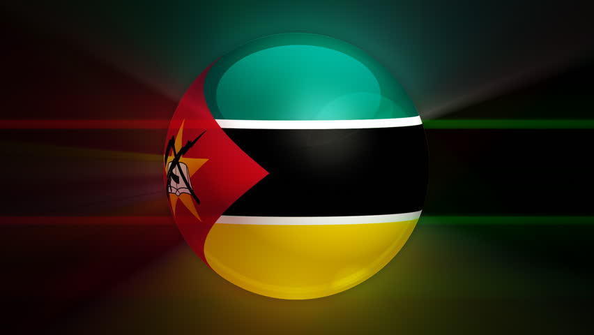 Mozambique flag spinning globe with shining lights - HD loop 