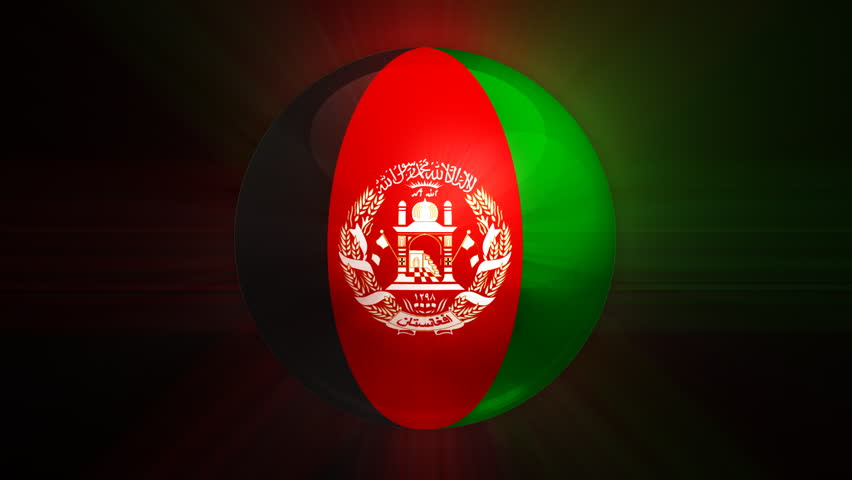 Afghan flag spinning globe with shining lights - HD loop 