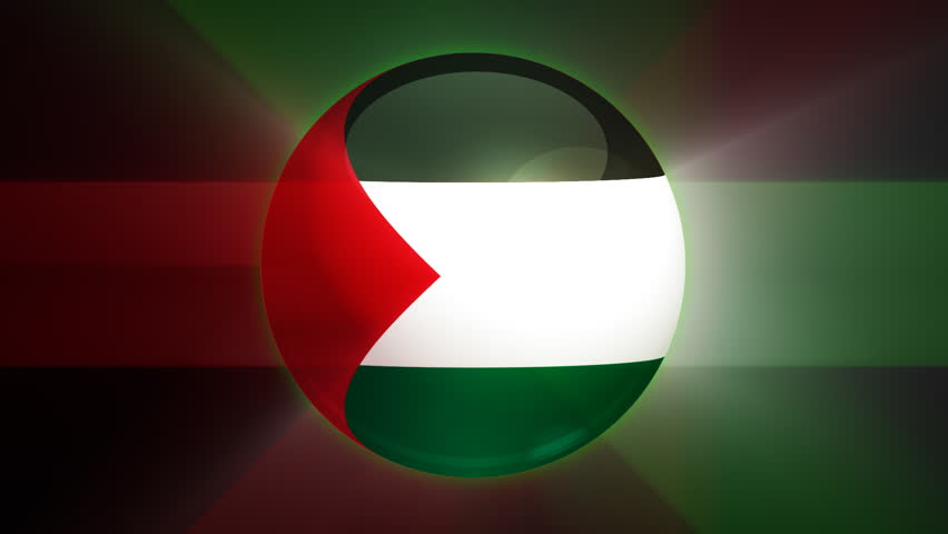 Palestine flag spinning globe with shining lights - HD loop 