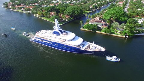 FORT LAUDERDALE - NOVEMBER 4: Aerial video of the Fort Lauderdale International Boat Show which is the worlds largest boat show held annually in the Intracoastal November 4, 2015  in Ft Lauderdale USA