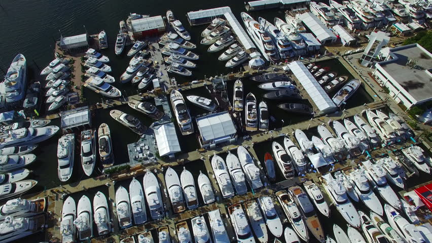 FORT LAUDERDALE - NOVEMBER 4: Aerial video of the Fort Lauderdale International Boat Show which is the worlds largest boat show held annually in the Intracoastal November 4, 2015  in Ft Lauderdale USA | Shutterstock HD Video #12651659