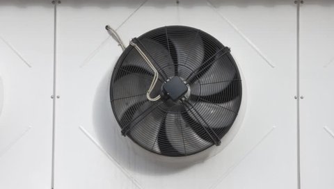 Ungraded: Ventilation fan. Fan of flow-exhaust ventilation system of the building. Source: Canon EOS, ungraded H.264 from camera without re-encoding. (av12982u)