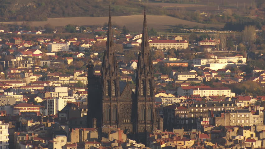 FRANCE - Aerial View of Clermont-Ferrand, France, Clermont-Ferrand Cathedral