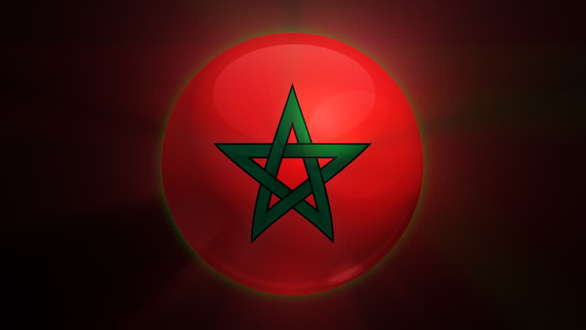 Moroccan flag spinning globe with shining lights - HD loop 