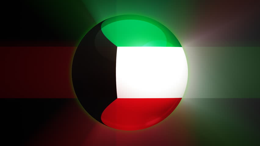 Kuwait flag spinning globe with shining lights - HD loop 